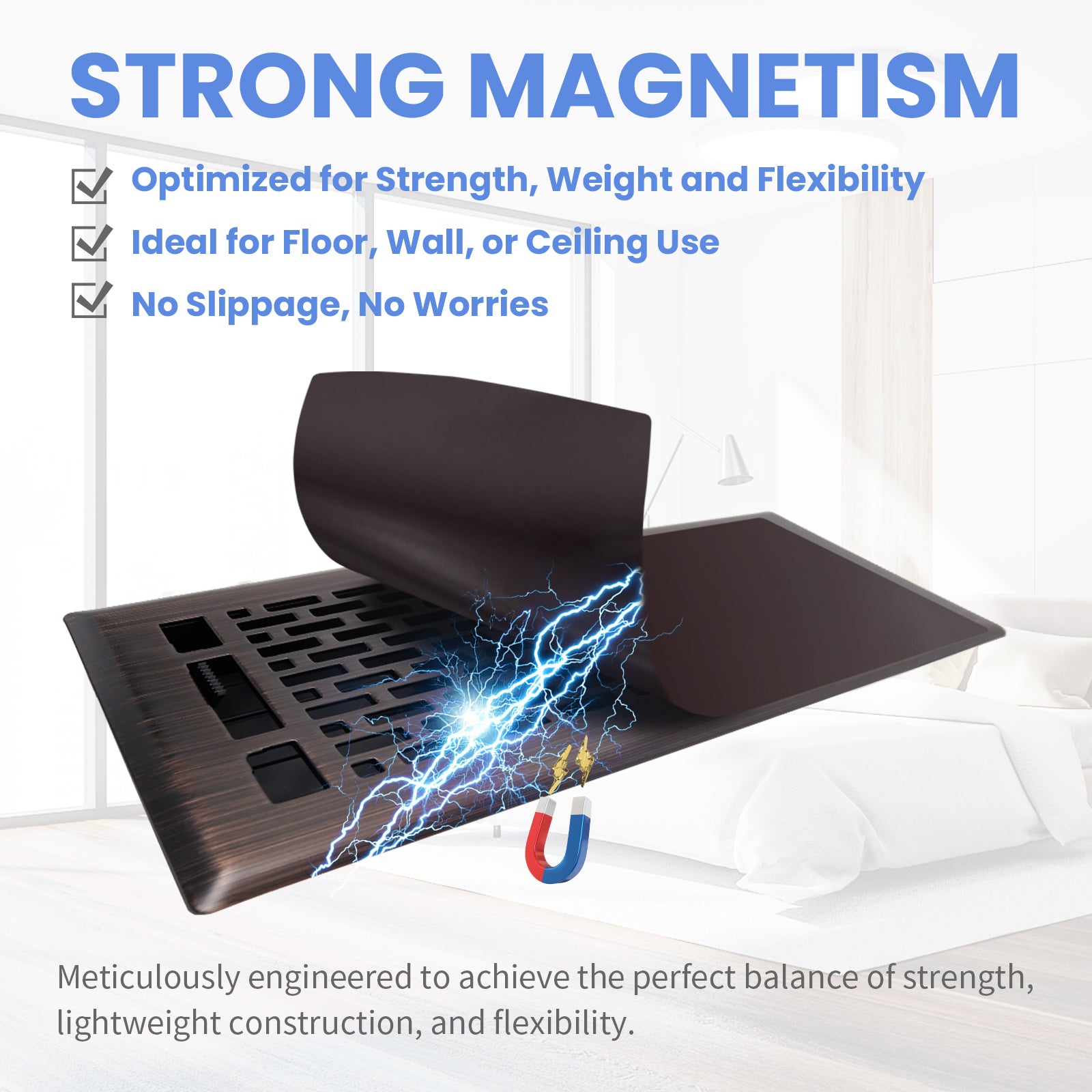 Magnetic Vent Cover for Home 5 Pack 4*10 inch for Floor, Wall and Ceiling Steel Registers - ORB