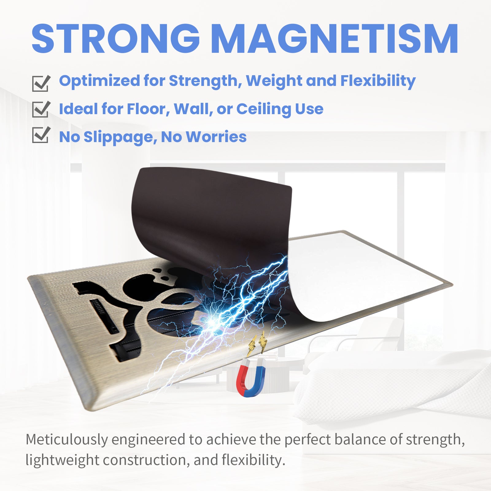 High Strength Magnetic Vent Covers 5-Pack (4.84" x 10.83") - White, for Floor/Wall/Ceiling Steel Registers, Home & RV Use