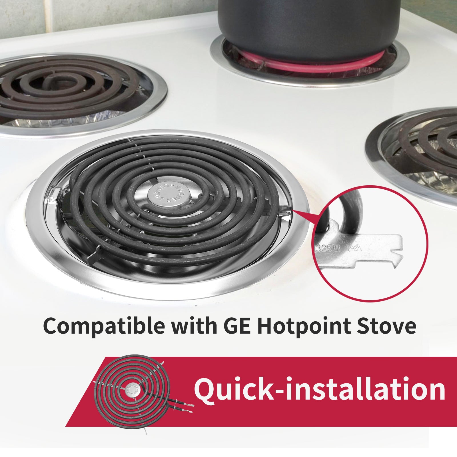 Stove Burner Element Unit Set and GE Drip Pans, Perfectly Fit WB30M1 & WB30M2 -Replacement for GE Hotpoint Stove Top