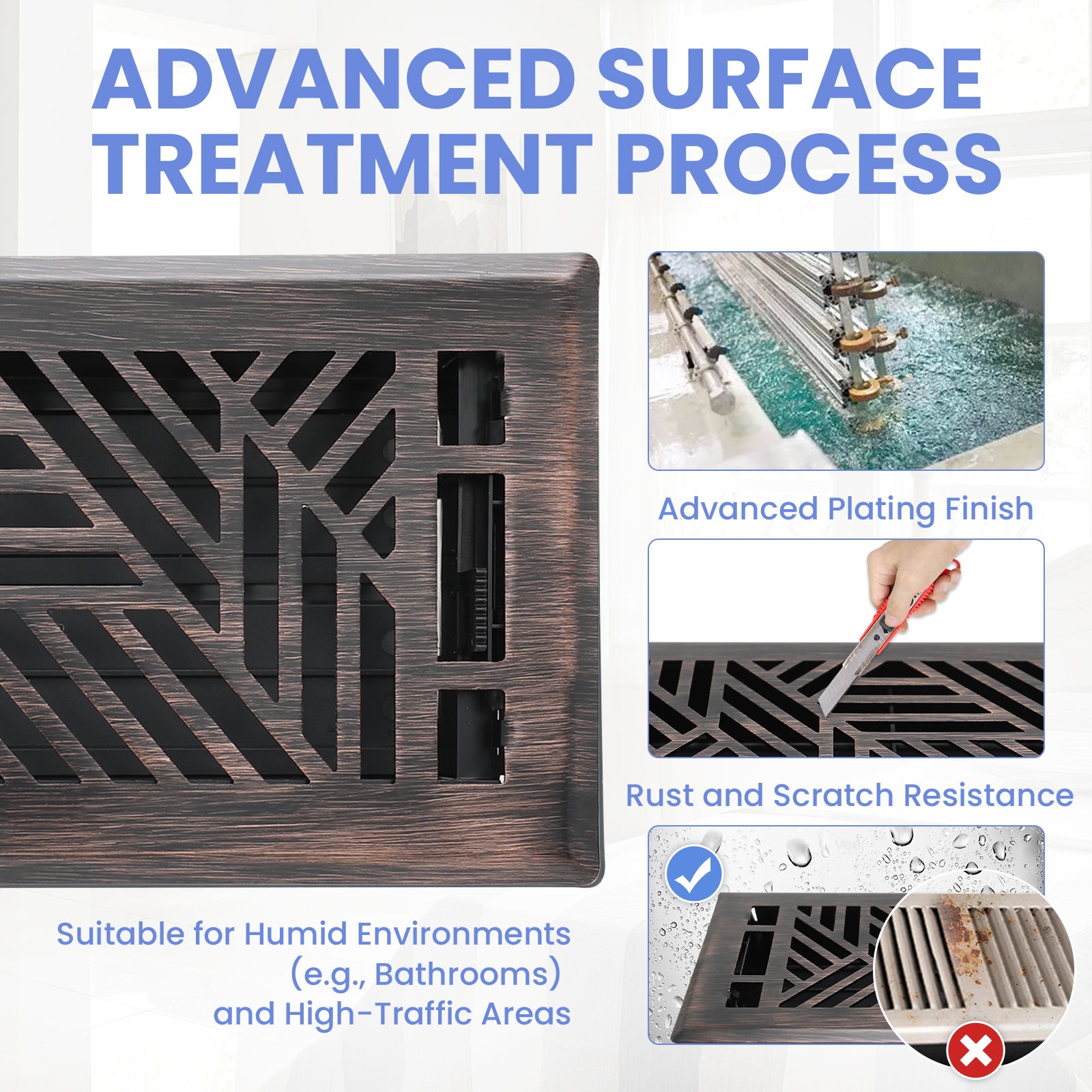 4x10 Inches 2 Pack Heavy Duty Walkable Floor Register Easy Adjust Air Supply Lever Floor Vents - Brooklyn Design - Vent Cover for Home Floor -Oil Rubbed Bronze