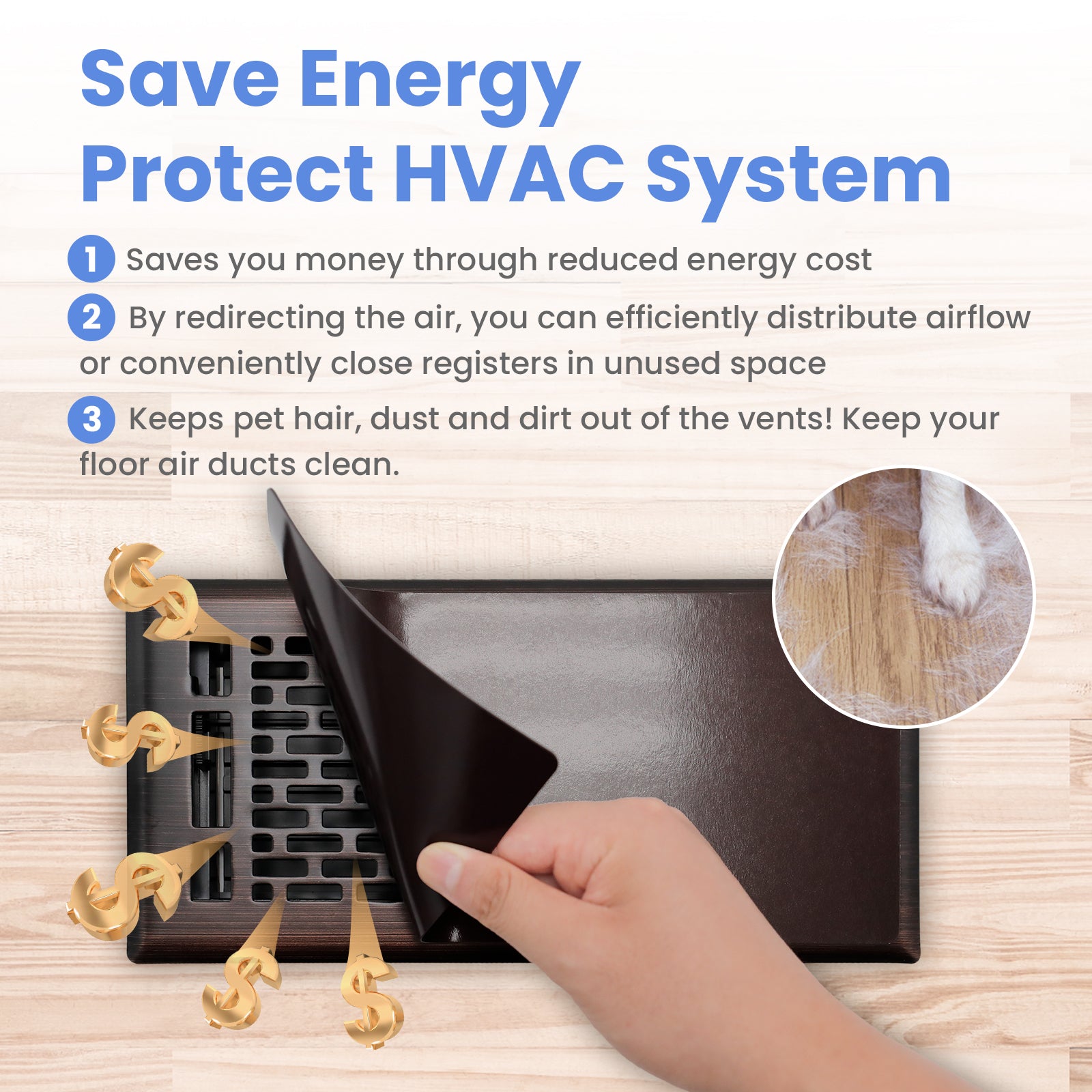 Magnetic Vent Cover for Home 5 Pack 4*10 inch for Floor, Wall and Ceiling Steel Registers - ORB