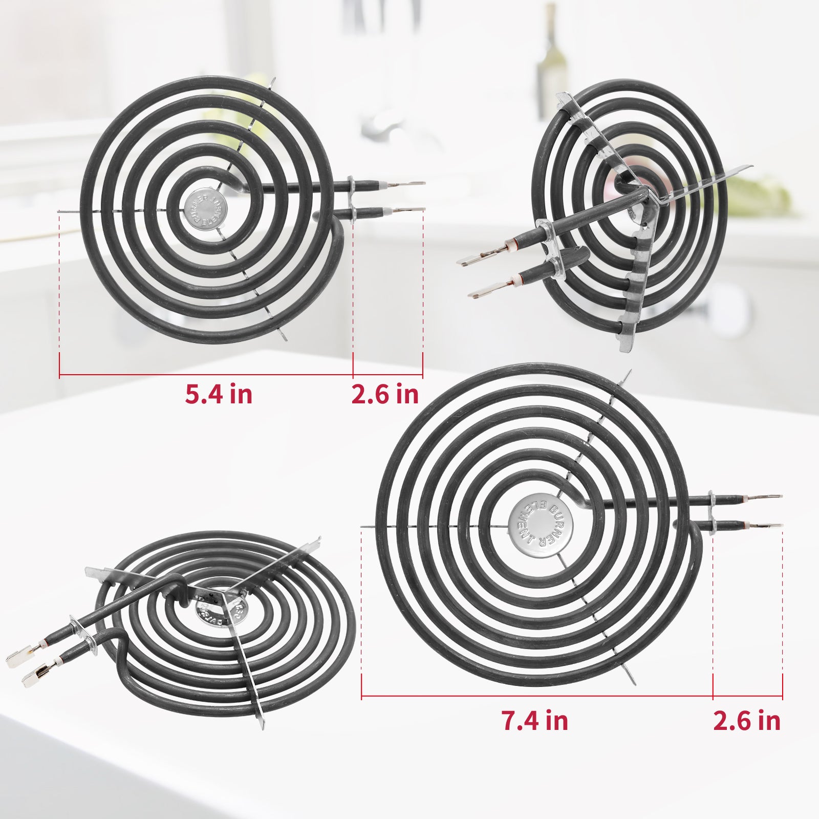 Stove Burner Element Unit Set and GE Drip Pans, Perfectly Fit WB30M1 & WB30M2 -Replacement for GE Hotpoint Stove Top