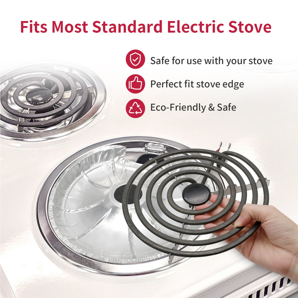 Round Electric Stove Burner Covers - Thicker Aluminum Foil Burner Liners - Disposable Stove Top Protector, 100 Pack (50 * 6 Inch and 50 * 8 Inch)