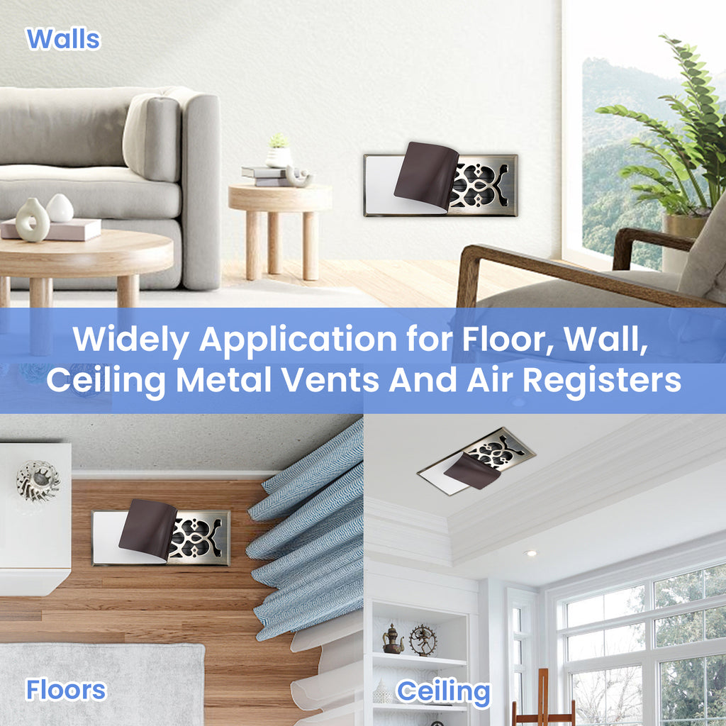 High Strength Magnetic Vent Covers 5-Pack (4.84" x 10.83") - White, for Floor/Wall/Ceiling Steel Registers, Home & RV Use