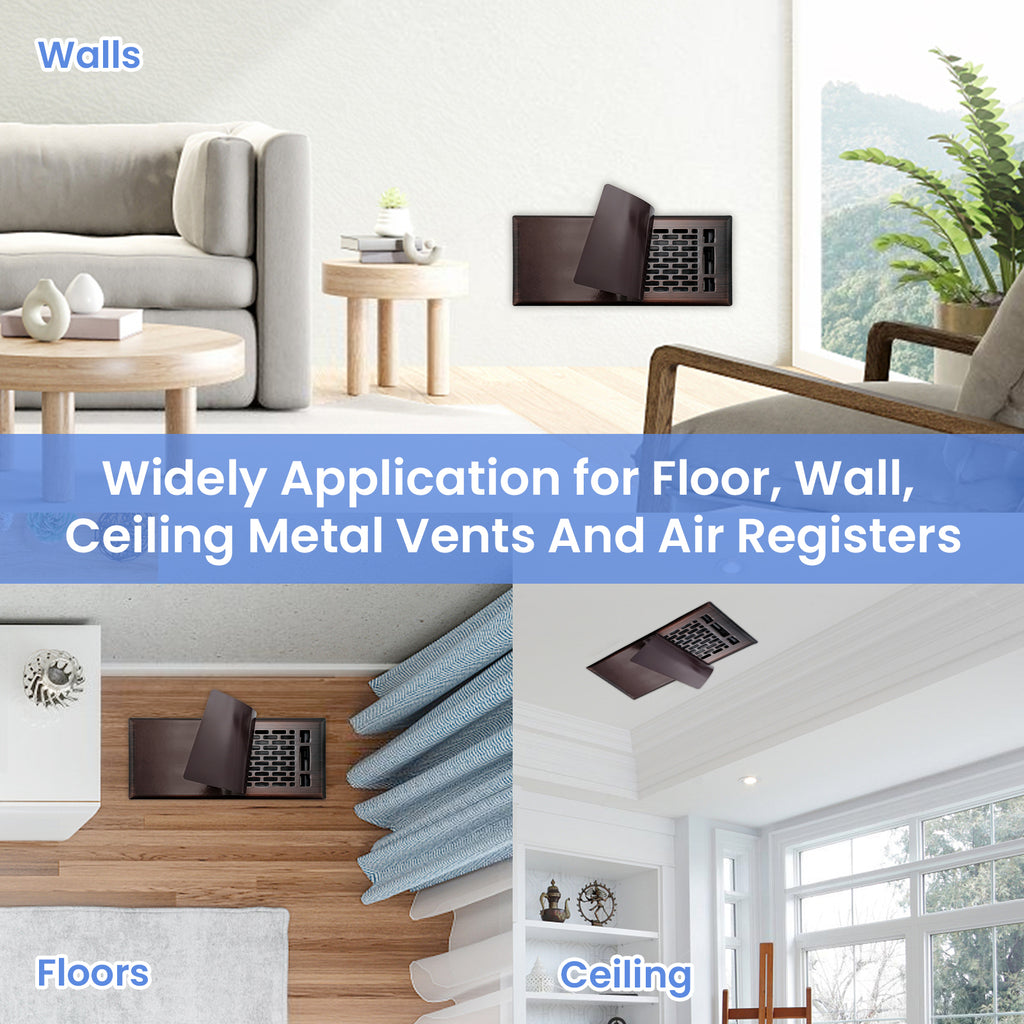 Magnetic Vent Cover for Home 5 Pack 4*10 inch for Floor, Wall and Ceiling Steel Registers - ORB