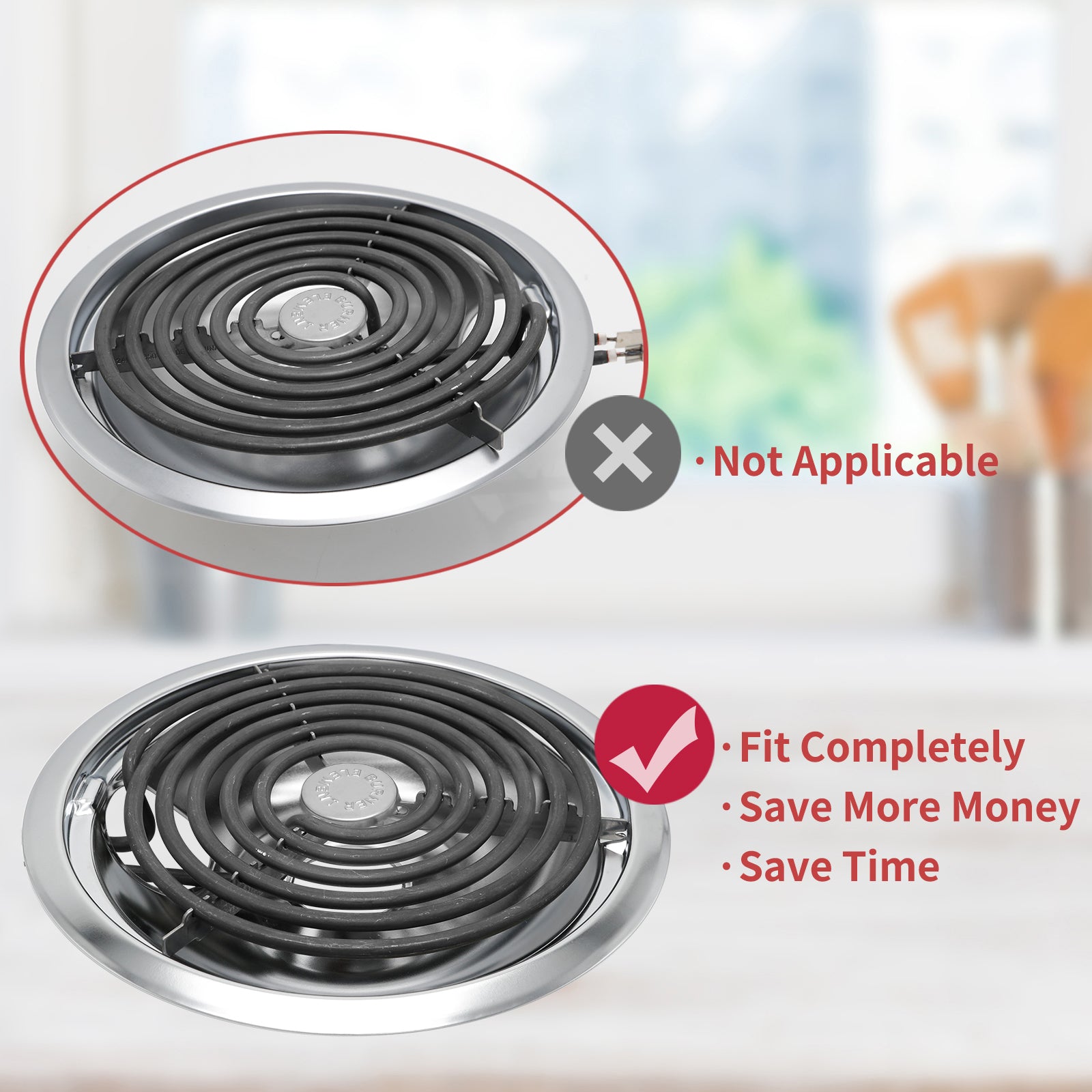 COZZIVITA Stove Burner Element Unit Set and GE Drip Pans, Perfectly Fit WB30M1 & WB30M2 -Replacement for GE Hotpoint Stove Top
