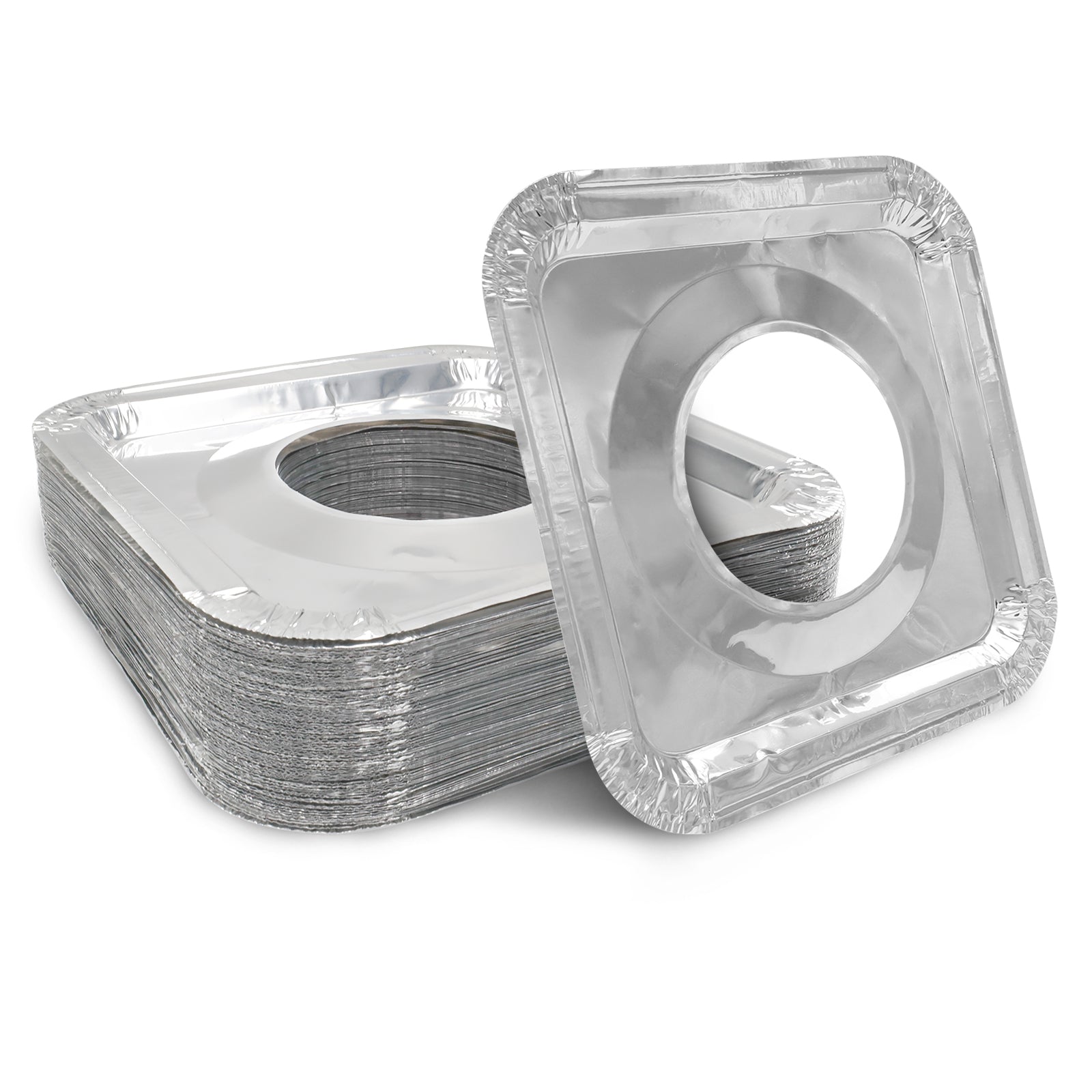 Aluminum Gas Stove Burner Covers -Thicker Foil Square Burner Liners - Disposable Gas Range Protectors, 100 Pack（Outer diameter: 8.5 x 8.5 inch）