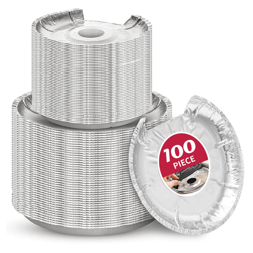 Round Electric Stove Burner Covers - Thicker Aluminum Foil Burner Liners - Disposable Stove Top Protector, 100 Pack (50 * 6 Inch and 50 * 8 Inch)