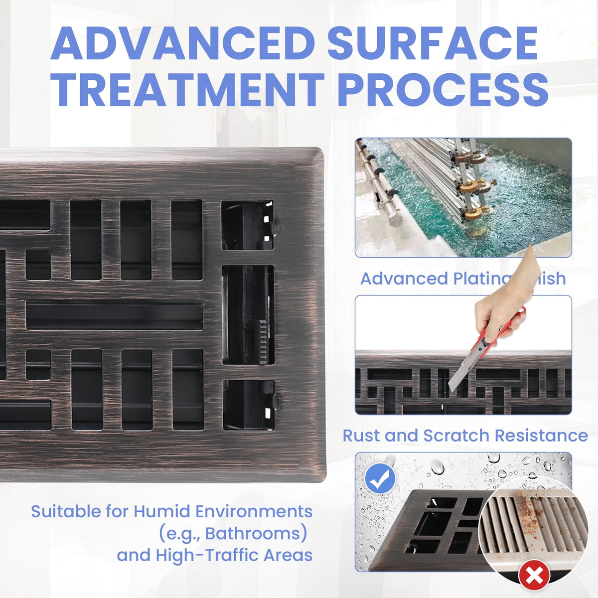4x14 Inches B Pack Heavy Duty Walkable Floor Register Easy Adjust Air Supply Lever Floor Vents - Seattle Design - Vent Cover for Home Floor - Oil Rubbed Bronze