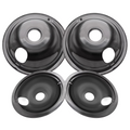 WB31M19 and WB31M20 GE Drip Pans for Electric Stove, 10% Energy Save by Enamel Spraying Prevent Bending and Rust -Includes a Set of 4 Black Stove Drip Pans(2*6+2*8)