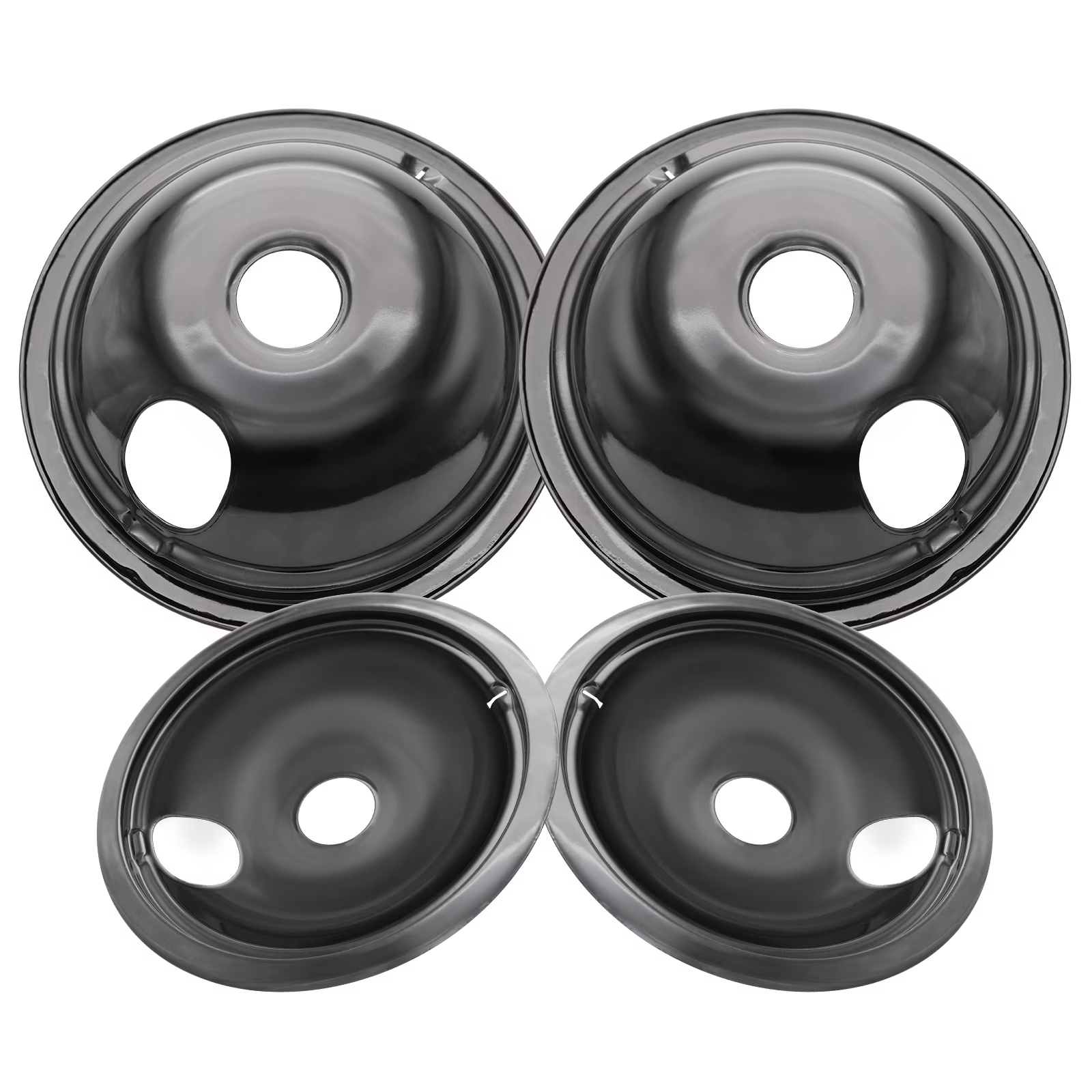 WB31M19 and WB31M20 GE Drip Pans for Electric Stove, 10% Energy Save by Enamel Spraying Prevent Bending and Rust -Includes a Set of 4 Black Stove Drip Pans(2*6+2*8)