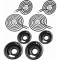 MP22YA Electric Stove Burner Element Replacement Set & W10290350 W10290353 4 Pack Black Drip Pans - Perfectly Fit Whirlpool Electric Range Stove Top