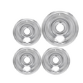 4-Piece Drip Pans Set- Chrome Finish Electric Stove Burner Drip Pans - 3x 6inch, 1 x 8inch - GE Stove Drip