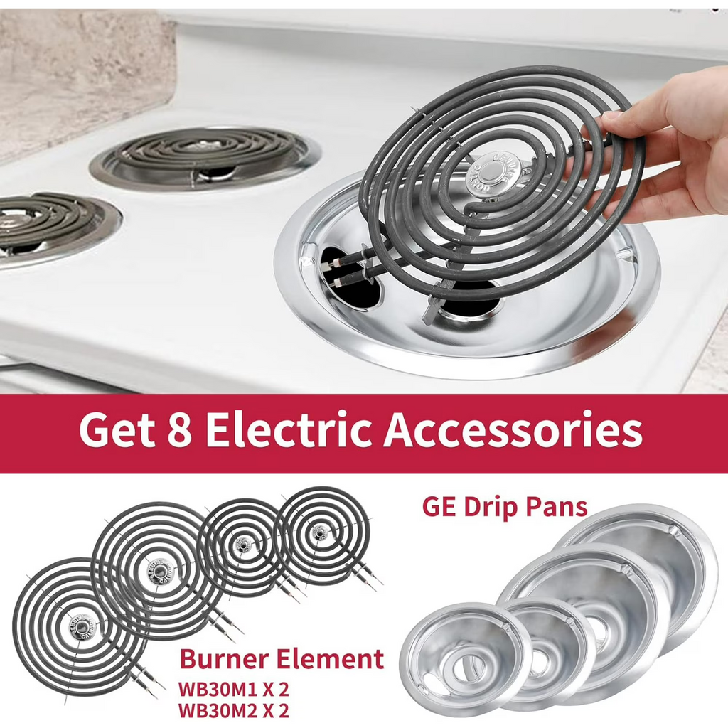 COZZIVITA MP22YA Stove Burner Element Replacement Set and Whirlpool Drip Pans, Perfectly Fit Whirpool Electric Range Stove Top