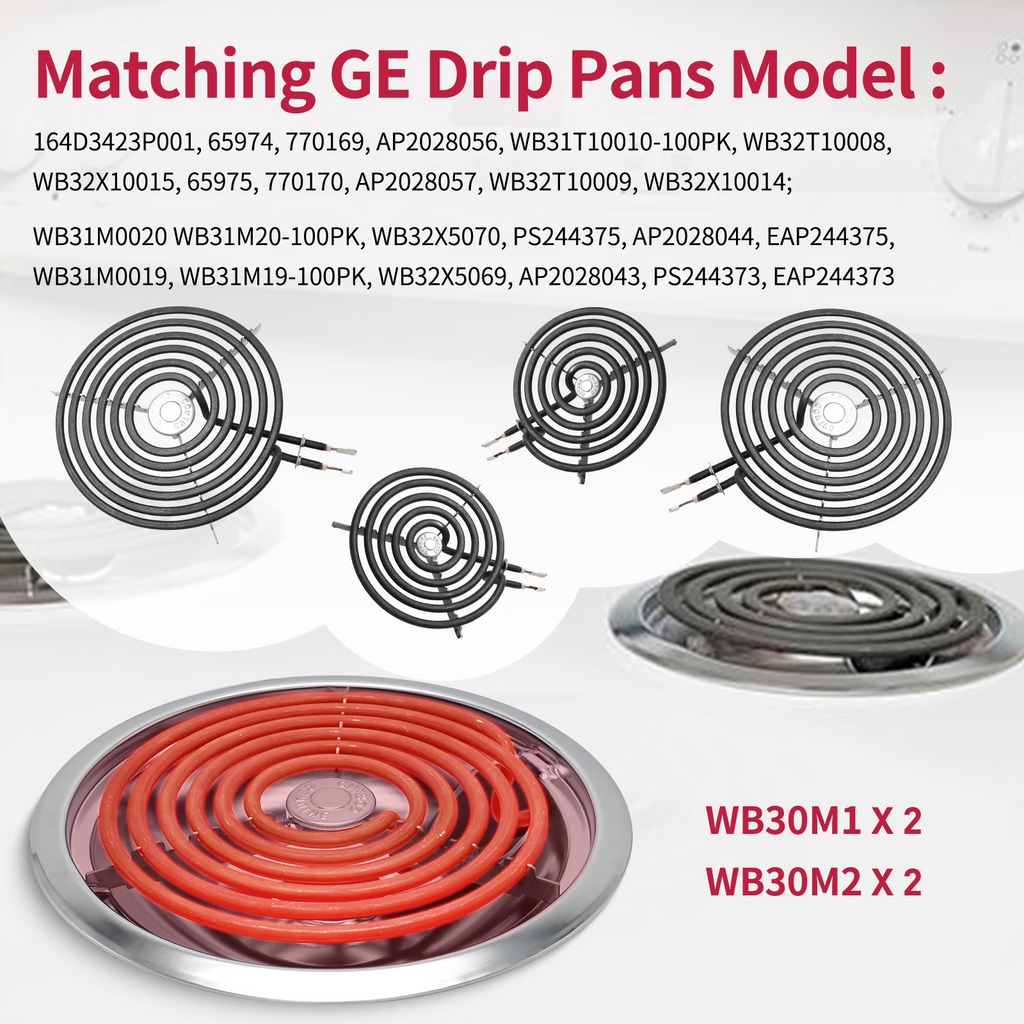 COZZIVITA WB30M1 & WB30M2 Electric Stove Burner Replacement - Fit GE, Hotpoint - 2x 8'' & 2x 6''