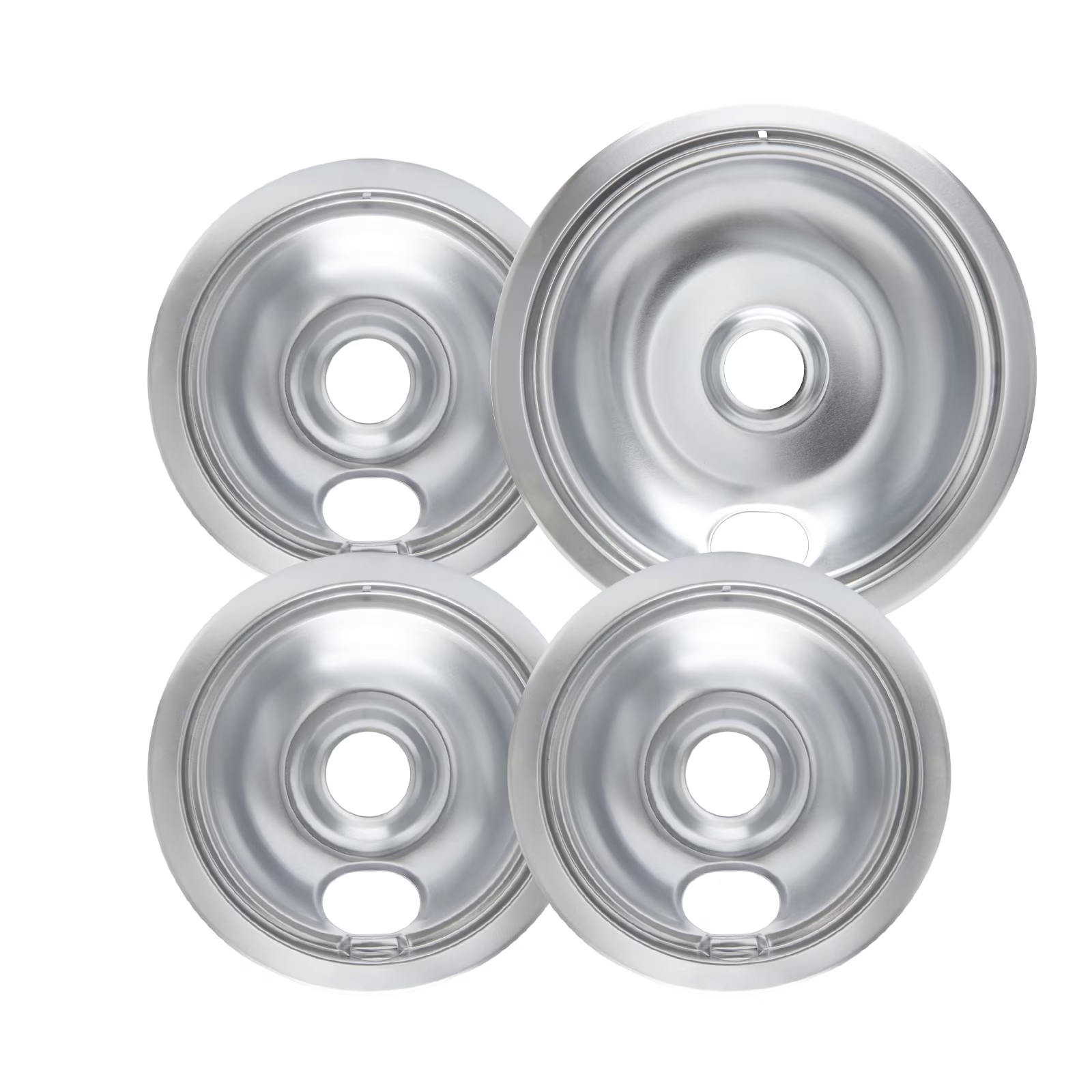 316048413 and 316048414 Chrome Drip Pans, Compatible with Kenmore Frigirate Stove Top Drip Bowls. Include 3 Pcs 6'' and 1 Pcs 8 '' Replacement Drip Pans