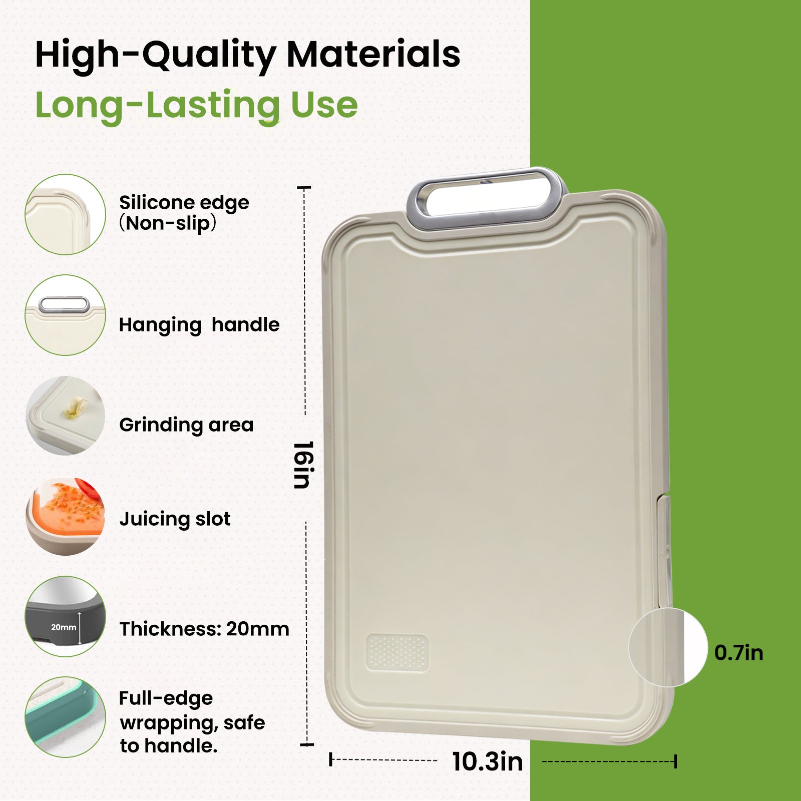 COZZIVITA Titanium Cutting Board – Double-Sided with Titanium & Wheat Straw Surface, Detachable Hanging Design, BPA-Free, Space Saving, Dishwasher Safe
