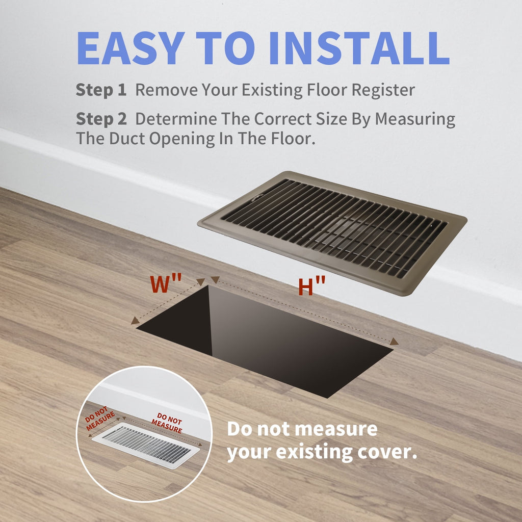 COZZIVITA 6x12 Inch Floor Register - Heavy Duty Steel Walkable Floor Vents - Easy Adjust Air Supply Lever - Vent Covers for Home (Brown)