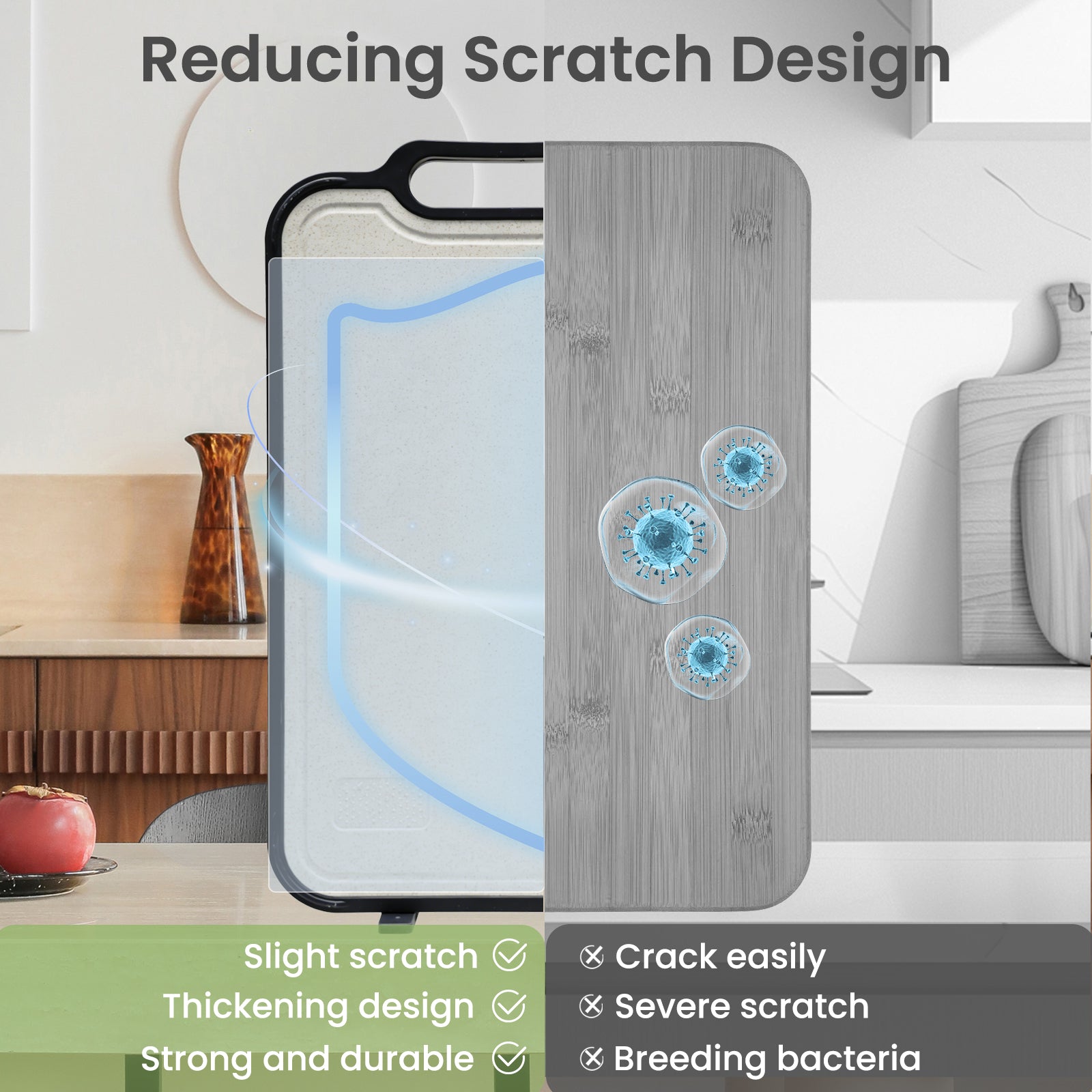 COZZIVITA Titanium Cutting Board – Double-Sided with Titanium & Wheat Straw Surface, Hanging All-in-One Design, BPA-Free, Non-Slip & Dishwasher Safe, Extra Durable