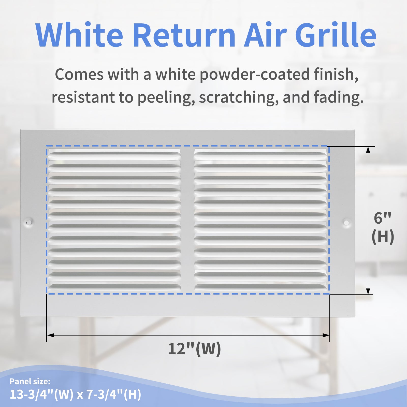 12"W x 6"H [Duct Opening Size] Steel Return Air Grille, Air Return Vent Cover for Ceiling and Sidewall - HVAC Air Vent Covers - [Outer Dimensions: 13.75"W x 7.75"H]