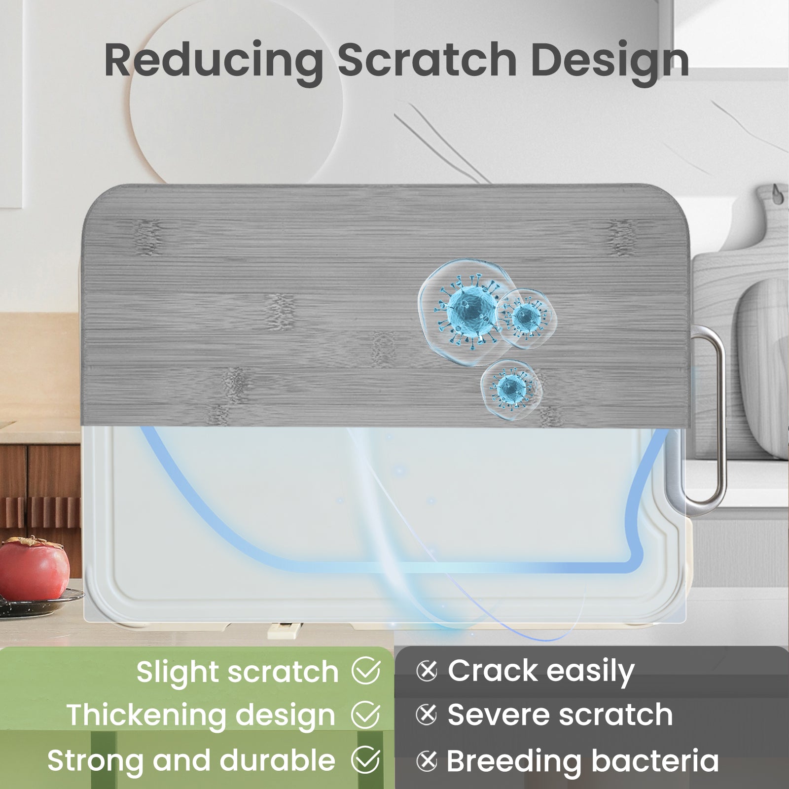 COZZIVITA Titanium Cutting Board – Double-Sided with Titanium & Wheat Straw Surface, Detachable Hanging Design, BPA-Free, Space Saving, Dishwasher Safe