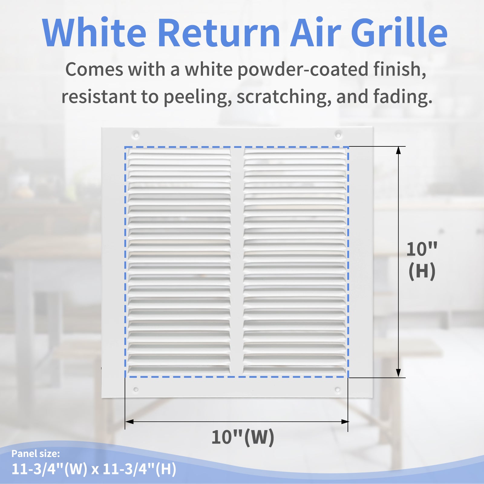 10"W x 10"H [Duct Opening Size] Steel Return Air Grille, Air Return Vent Cover for Ceiling and Sidewall - HVAC Air Vent Covers - [Outer Dimensions: 11.75"W x 11.75"H]