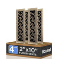 2x10 Inches 4 Pack Heavy Duty Walkable Floor Register - Easy Adjust Air Supply Lever Decorative Floor Vent Covers, Savannah Design Vent Covers for Home - Antique Brass
