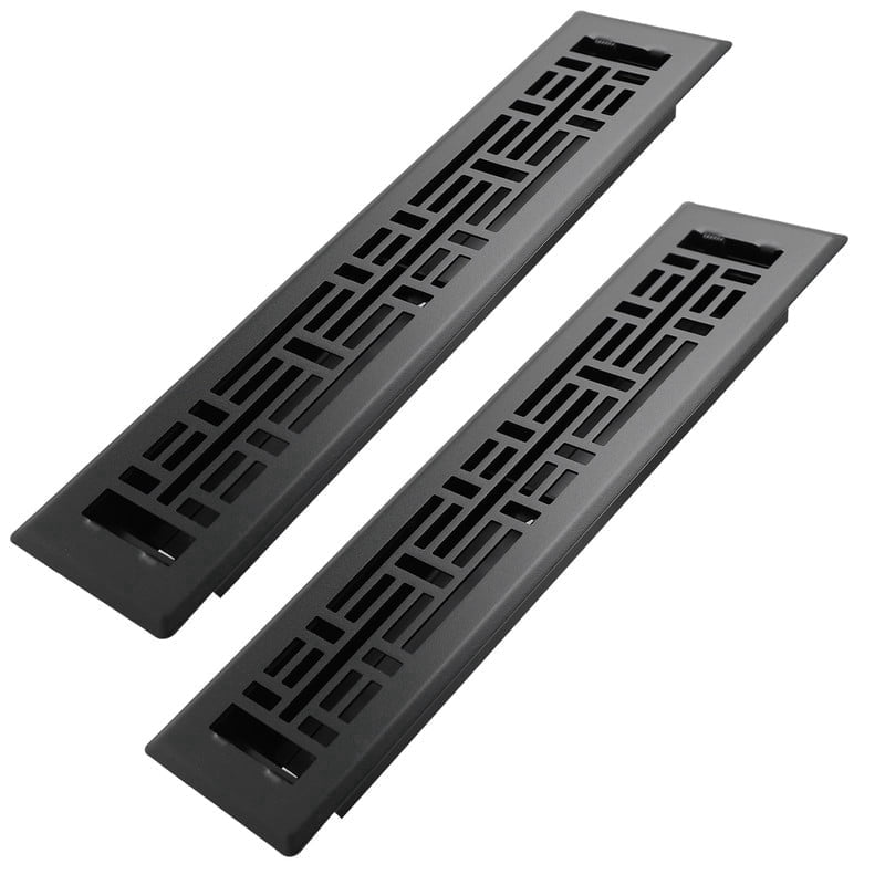 2x12 Inches 2 Pack Heavy Duty Walkable Floor Register Easy Adjust Air Supply Lever Floor Vents - Seattle Design - Vent Cover for Home Floor - Matte Black