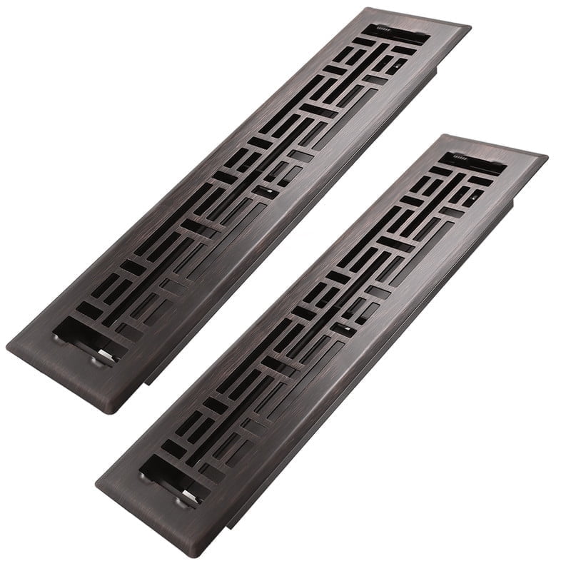 2x12 Inches 2 Pack Heavy Duty Walkable Floor Register Easy Adjust Air Supply Lever Floor Vents - Seattle Design - Vent Cover for Home Floor - Oil Rubbed Bronze