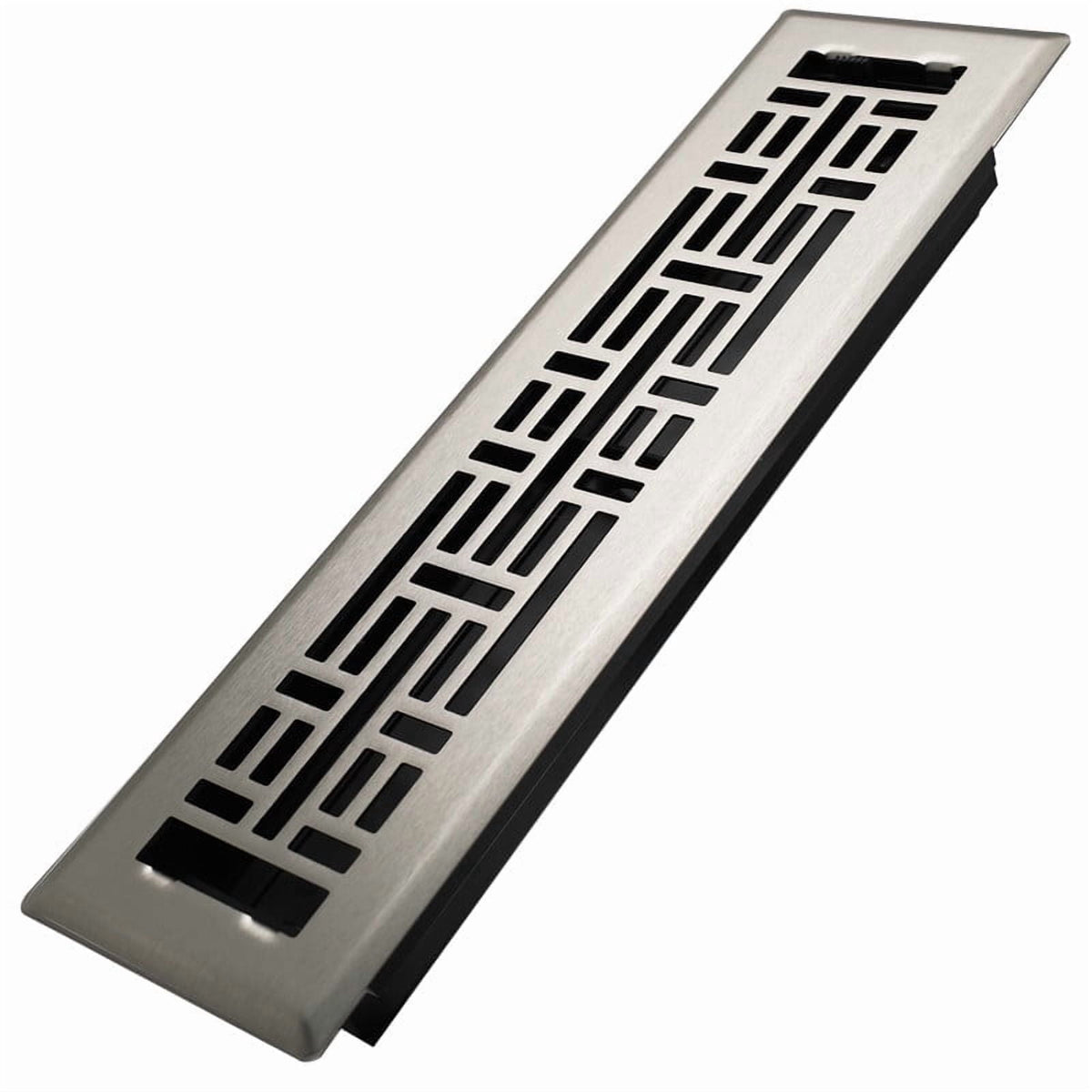 2x12 Inches Heavy Duty WalkSNle Floor Register Easy Adjust Air Supply Lever Floor Vents - Seattle Design - Vent Cover for Home Floor - Satin Nickel