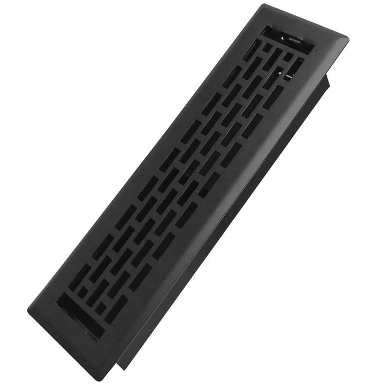 2x12 Inches Heavy Duty Walkable Floor Register - Easy Adjust Air Supply Lever Decorative Floor Vent Covers - Boston Design Vent Covers for Home - Matte Black
