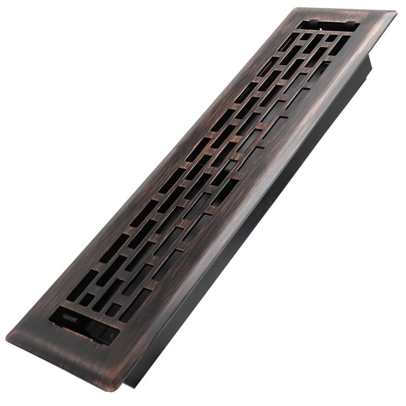 2x12 Inches Heavy Duty Walkable Floor Register - Easy Adjust Air Supply Lever Decorative Floor Vent Covers - Boston Design Vent Covers for Home - Oil Rubbed Bronze