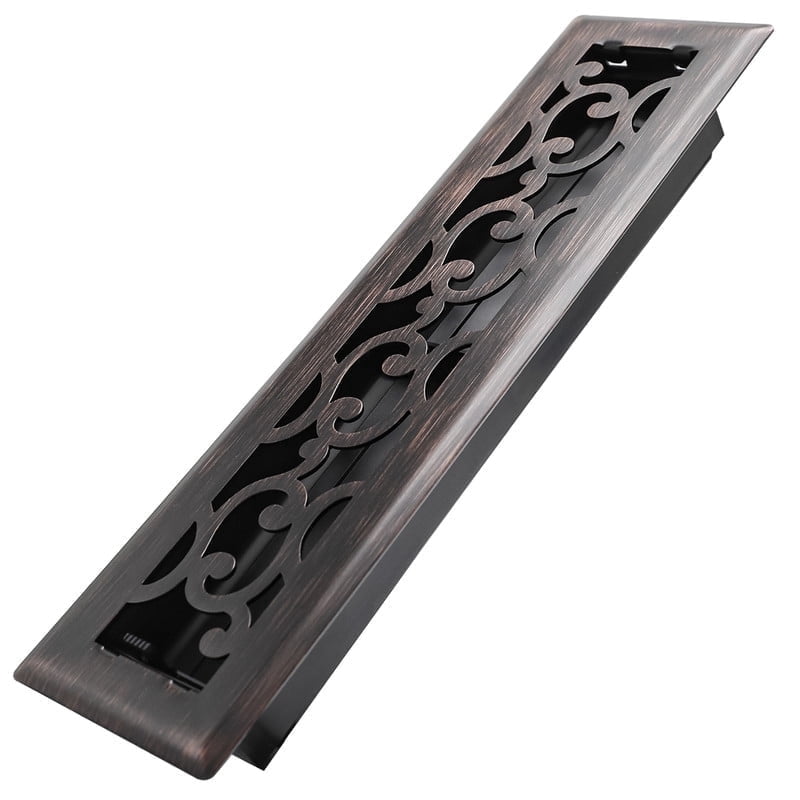2x12 Inches Heavy Duty Walkable Floor Register - Easy Adjust Air Supply Lever Decorative Floor Vent Covers - Savannah Design Vent Covers for Home - Oil Rubbed Bronze