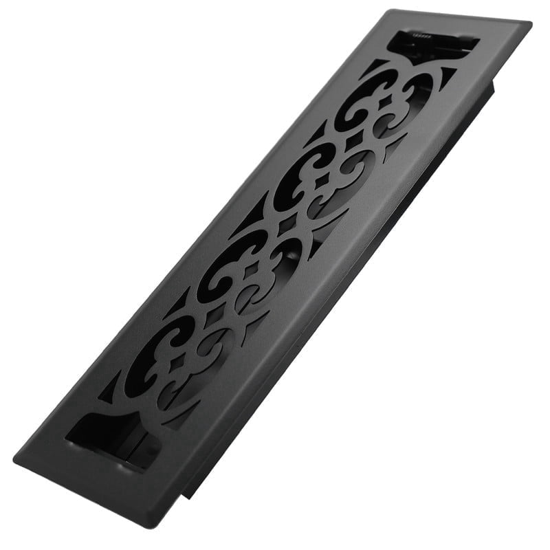 2x12 Inches Heavy Duty Walkable Floor Register Easy Adjust Air Supply Lever Floor Vents - Charlotte Design - Vent Cover for Home Floor - Matte Black