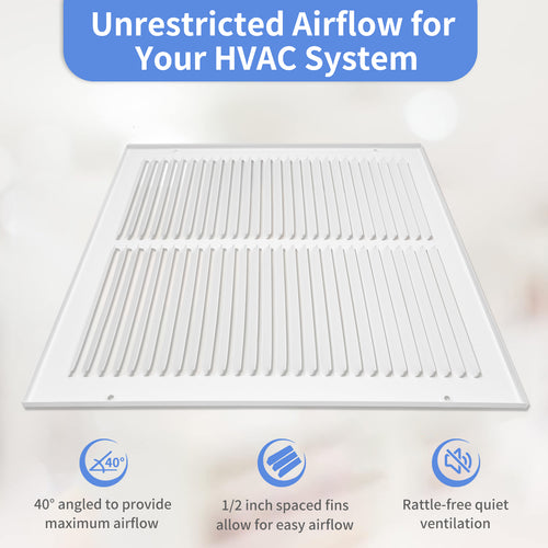 12"W x 6"H [Duct Opening Size] Steel Return Air Grille, Air Return Vent Cover for Ceiling and Sidewall - HVAC Air Vent Covers - [Outer Dimensions: 13.75"W x 7.75"H]