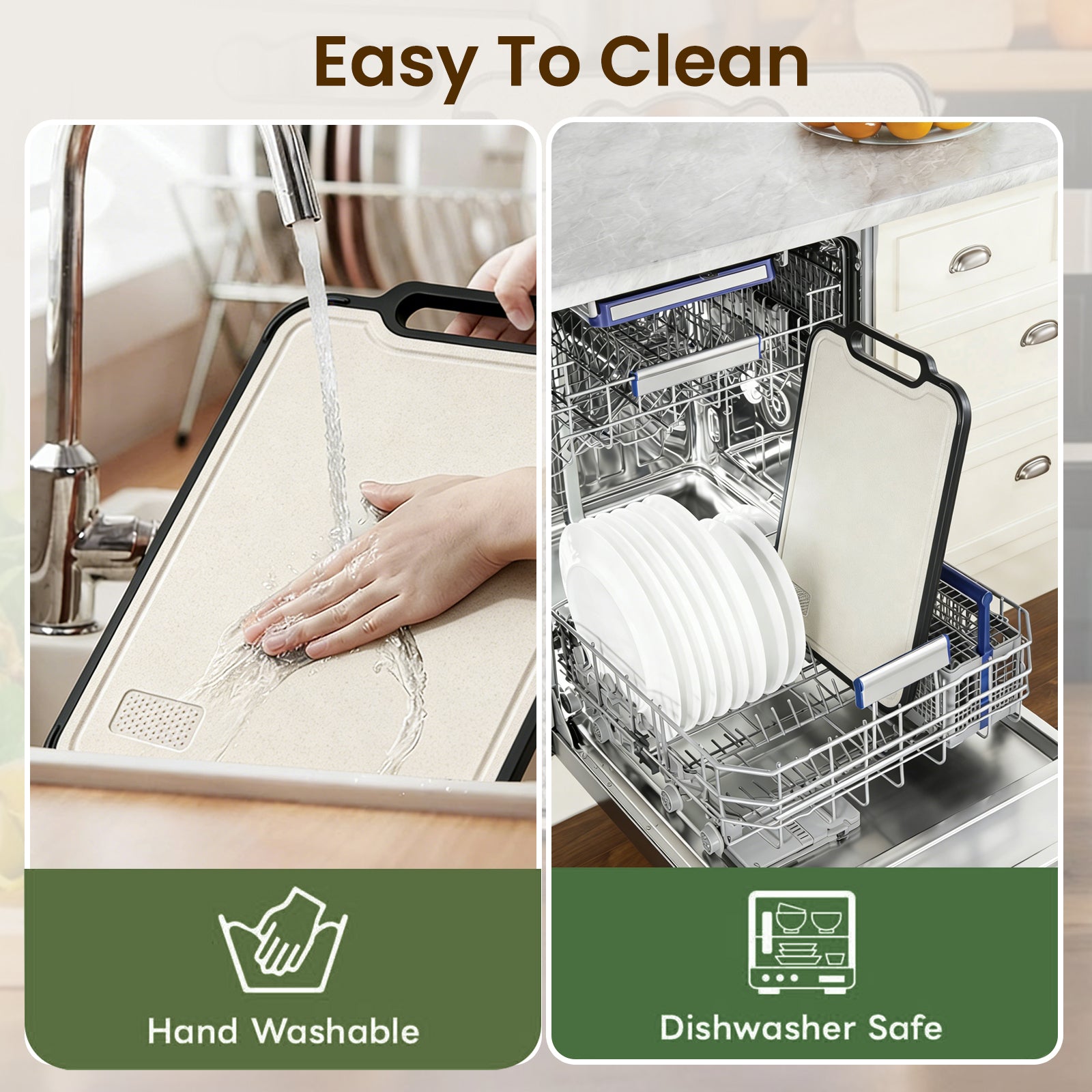 COZZIVITA Titanium Cutting Board – Double-Sided with Titanium & Wheat Straw Surface, Hanging All-in-One Design, BPA-Free, Non-Slip & Dishwasher Safe, Extra Durable
