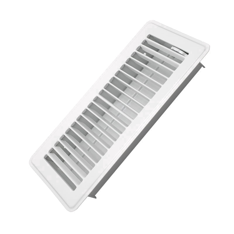 4" x 10" Floor Register - Heavy Duty Steel Walkable Floor Vents - Easy Adjust Air Supply Lever - Vent Covers for Home (White)