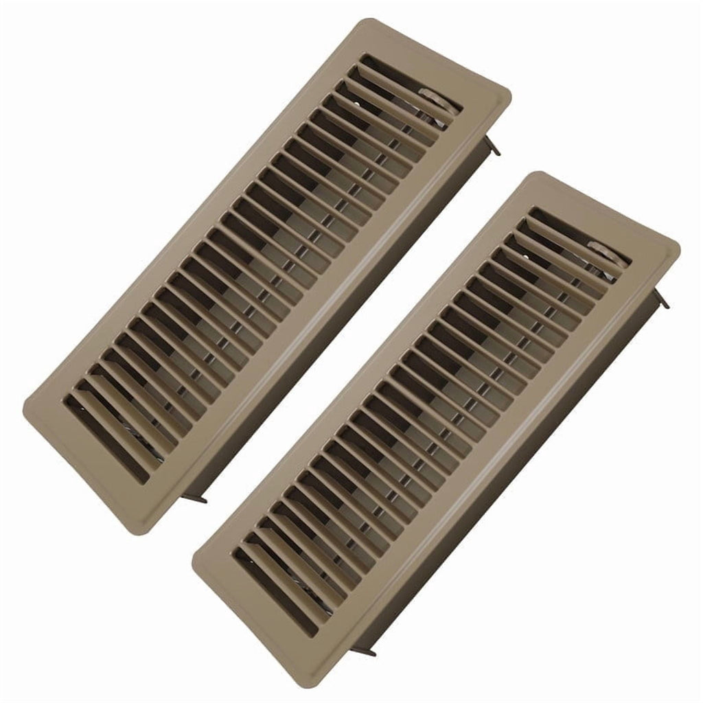 4" x 12" Floor Register 2 Pack - Heavy Duty Steel Walkable Floor Vents - Easy Adjust Air Supply Lever - Vent Covers for Home (Brown)