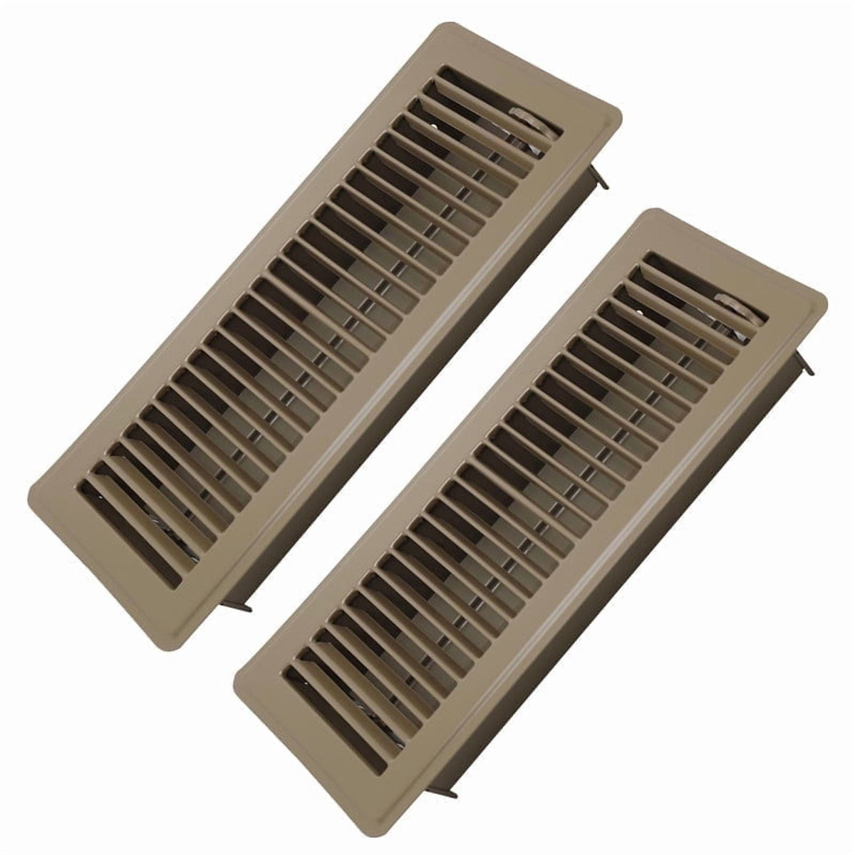 4" x 12" Floor Register 2 Pack - Heavy Duty Steel Walkable Floor Vents - Easy Adjust Air Supply Lever - Vent Covers for Home (Brown)