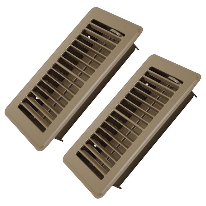 4" x 8" Floor Register 2 Pack - Floor Vent Covers Heavy Duty Metal Heat Vent Covers with Rust Proof Finish for Home Floor Heater - Brown