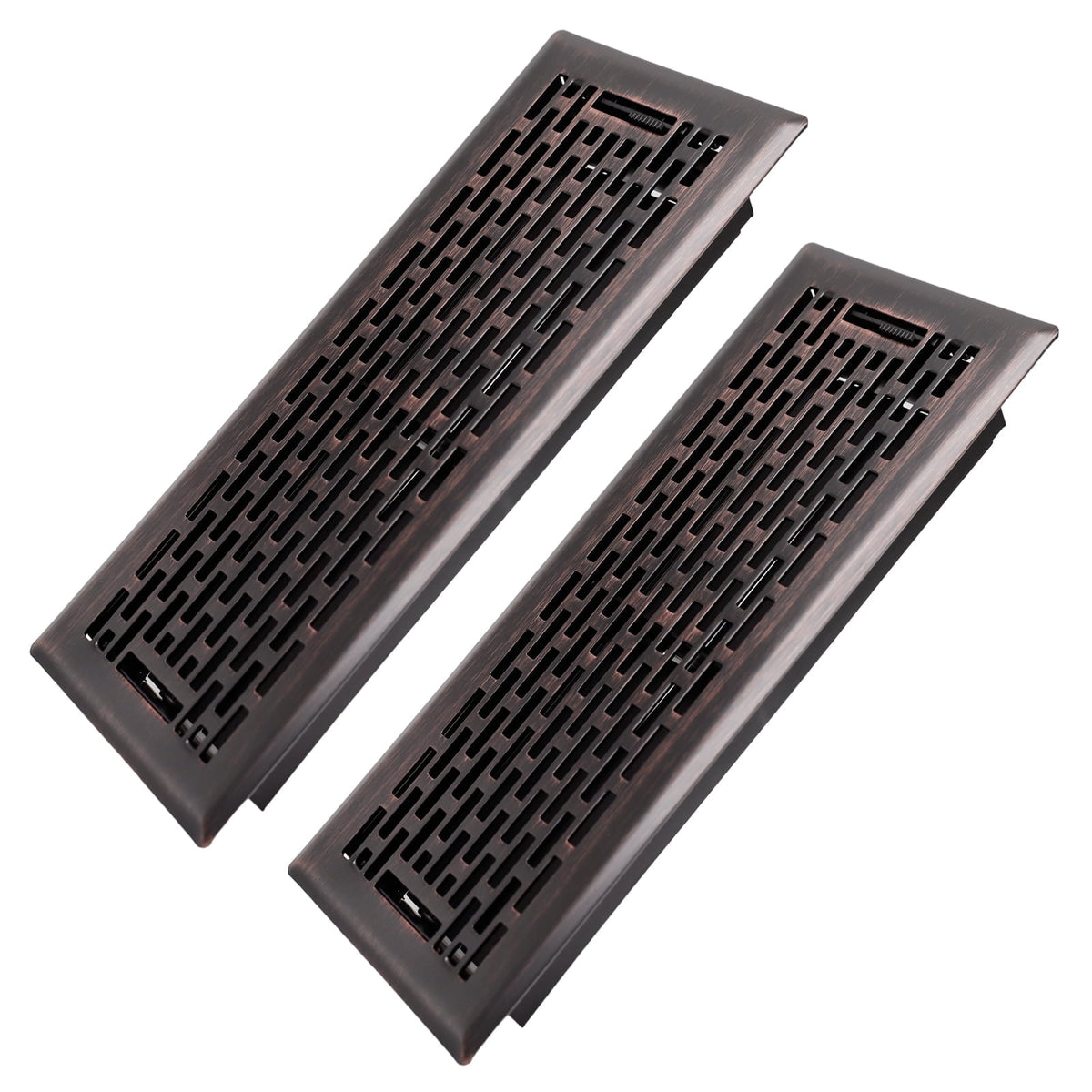 4x12 inches 2-Pack Steel Heavy-Duty Walkable Floor Register with Adjustable Air Lever - Boston Design - Oil Rubbed Bronze