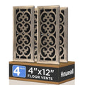 4x12 Inches 4 Pack Heavy Duty Walkable Floor Register - Easy Adjust Air Supply Lever Decorative Floor Vent Covers, Charlotte Design Vent Covers for Home - Antique Brass