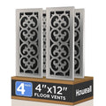 4x12 Inches 4 Pack Heavy Duty Walkable Floor Register - Easy Adjust Air Supply Lever Decorative Floor Vent Covers, Charlotte Design Vent Covers for Home - Satin Nickel