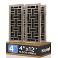 4x12 Inches 4 Pack Heavy Duty Walkable Floor Register - Easy Adjust Air Supply Lever Decorative Floor Vent Covers, Seattle Design Vent Covers for Home - Antique Brass