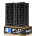 4x12 Inches 4 Pack Heavy Duty Walkable Floor Register - Easy Adjust Air Supply Lever Decorative Floor Vent Covers, Seattle Design Vent Covers for Home - Matte Black