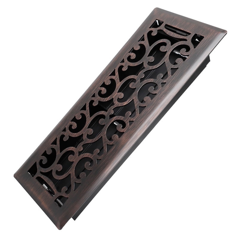 4x12 Inches Heavy Duty Walkable Floor Register - Easy Adjust Air Supply Lever Decorative Floor Vent Covers - Savannah Design Vent Covers for Home - Oil Rubbed Bronze