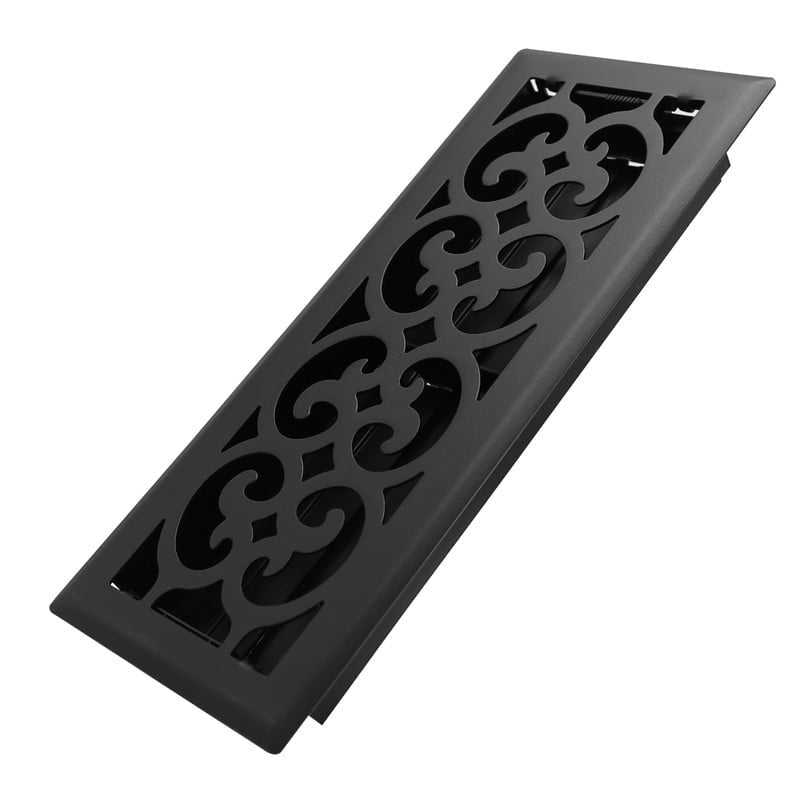 4x12 Inches Heavy Duty Walkable Floor Register Easy Adjust Air Supply Lever Floor Vents - Charlotte Design - Vent Cover for Home Floor - Matte Black