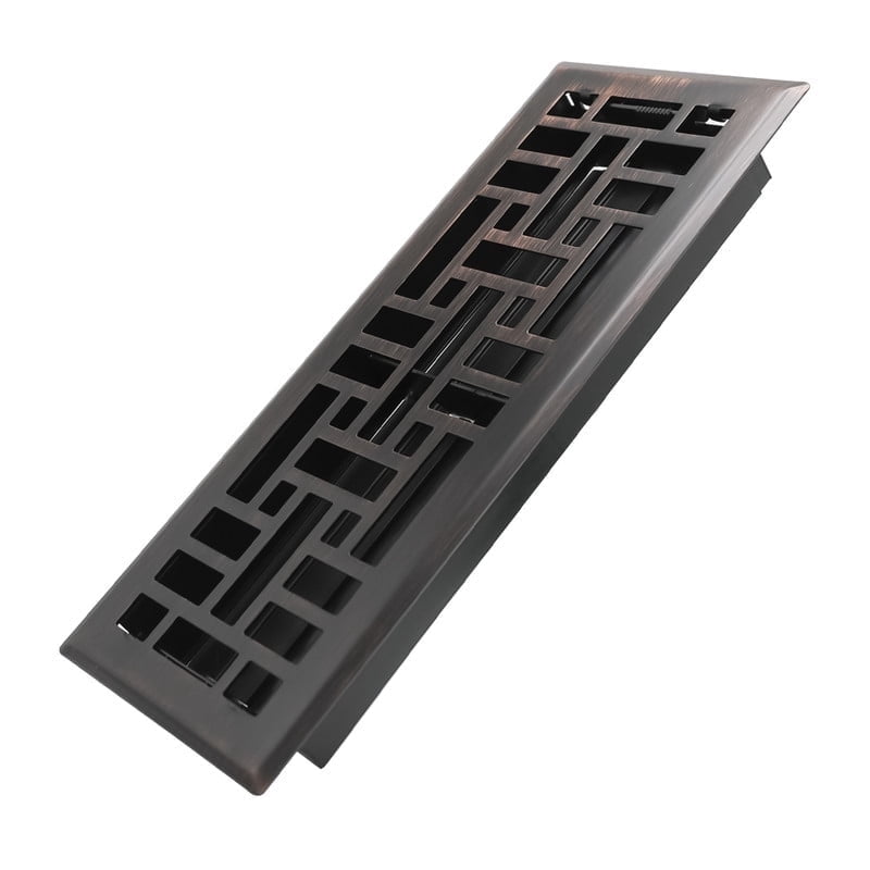 4x12 Inches Heavy Duty Walkable Floor Register Easy Adjust Air Supply Lever Floor Vents - Seattle Design - Vent Cover for Home Floor - Oil Rubbed Bronze