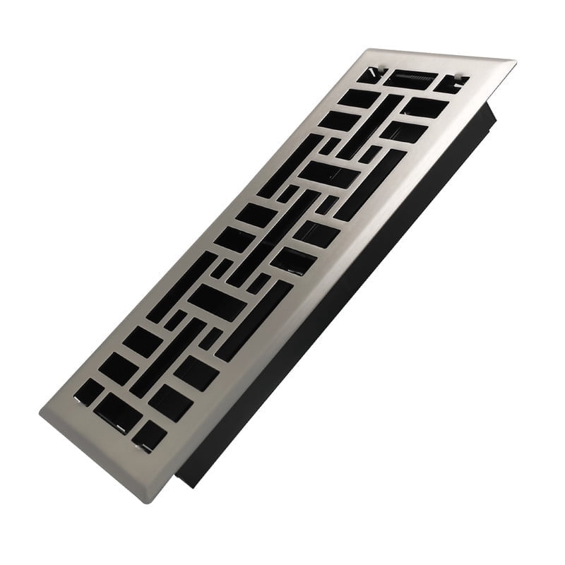 4x12 Inches Heavy Duty Walkable Floor Register Easy Adjust Air Supply Lever Floor Vents - Seattle Design - Vent Cover for Home Floor - Satin Nickel