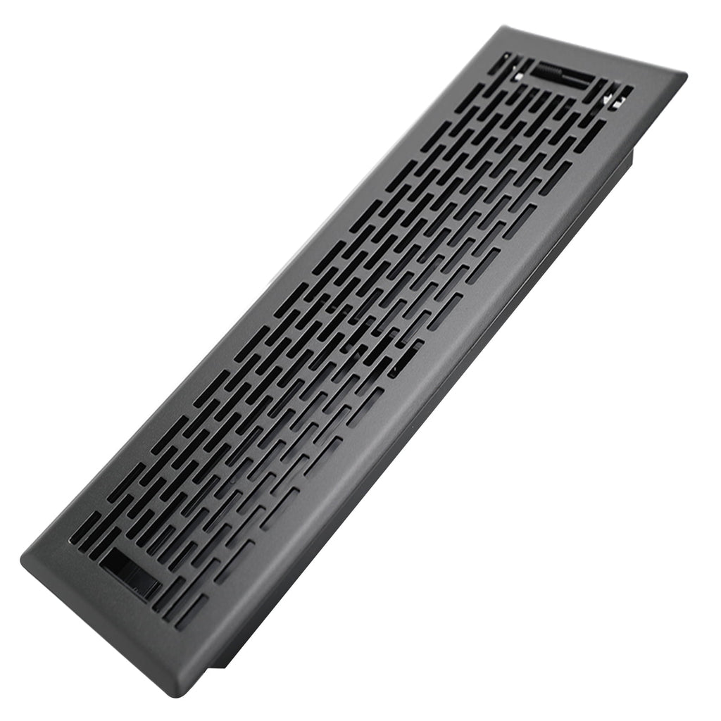 4x14 Inches B Pack Heavy Duty Walkable Floor Register Easy Adjust Air Supply Lever Floor Vents - Boston Design - Vent Cover for Home Floor - Matte Black